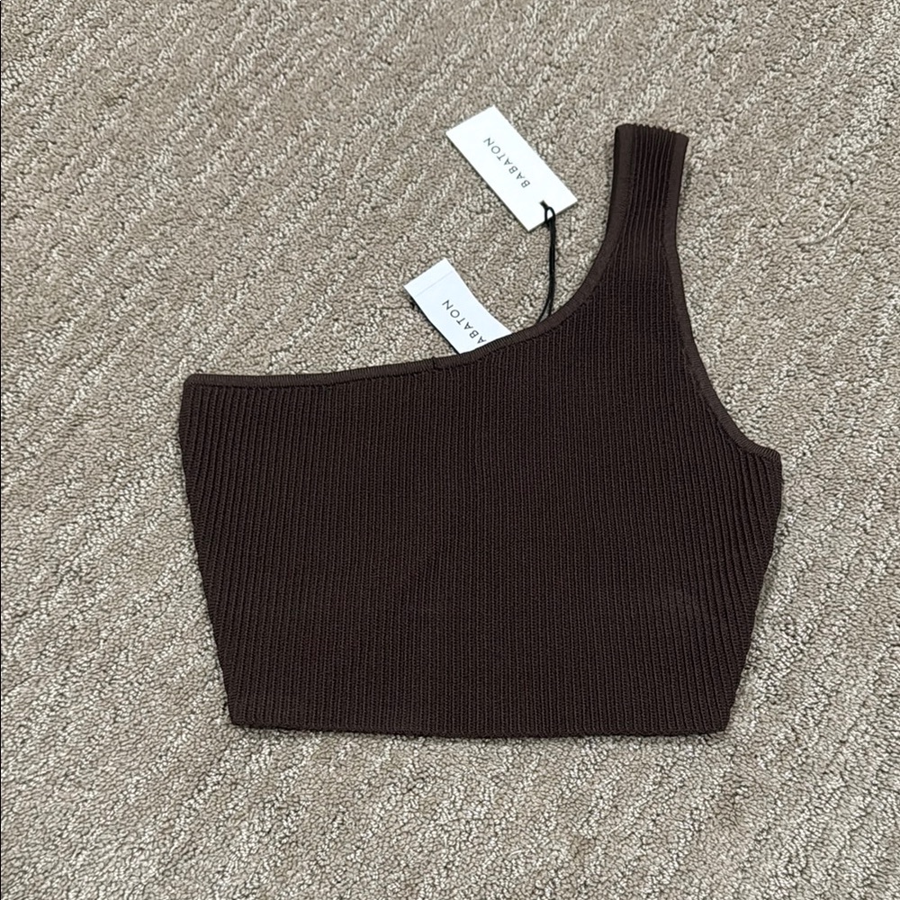 Aritzia Brown One-Shoulder Top